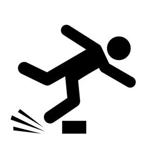 a cartoon of a man slipping over and falling