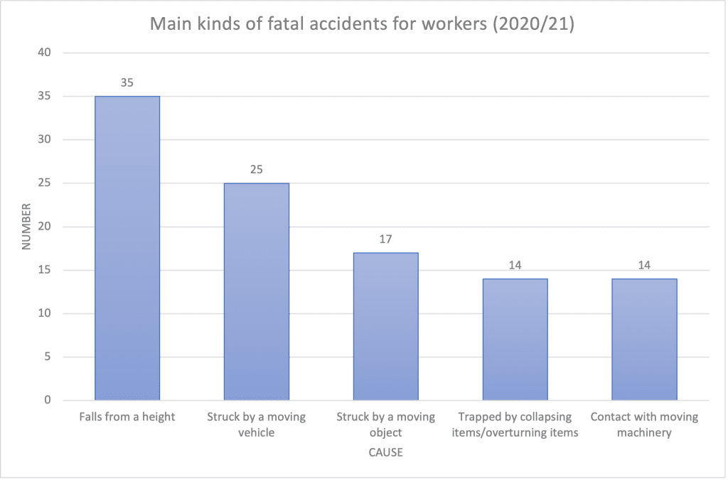 Graph showing what the main types of causes are for fatal accidents at work