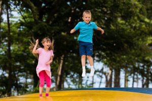 Two children playing outside