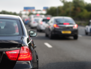 Traffic starting to build up due to a crash on the motorway