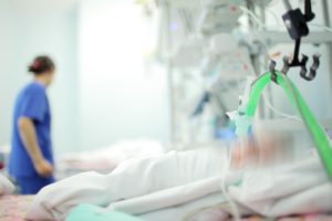 Nurse working in a patient ward