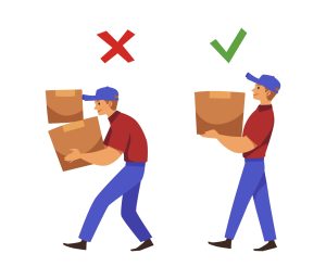 Incorrect and correct posture for carrying loads