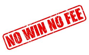 The words 'No Win No Fee' in red block capitals on a white background
