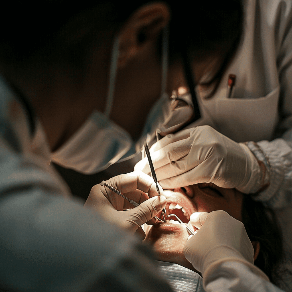 dentists operating on a patient