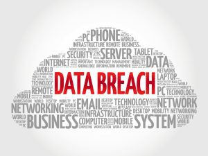 The word 'data breach' in a could of other associated words.