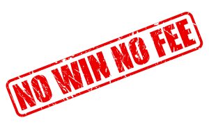 'No Win No Fee' written in red stamped on a white background.