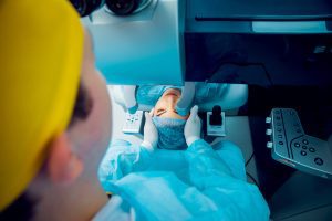 A patient receives optical surgery